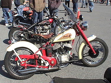 cream and red scout bobber at Oley
